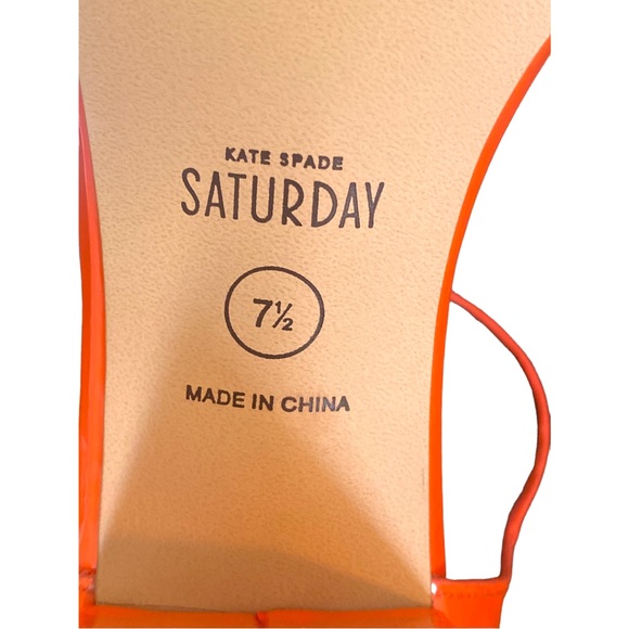 Kate Spade Orange Chunky Patent Faux Leather* Block Heels Sandals Size 7.5 - Picture 10 of 16